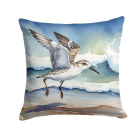 Sanderling Racing the Tide Throw Pillow Machine Washable, Indoor Outdoor Decorative Pillow for Couch, Bed or Patio, 18Hx18W (Default: Default)