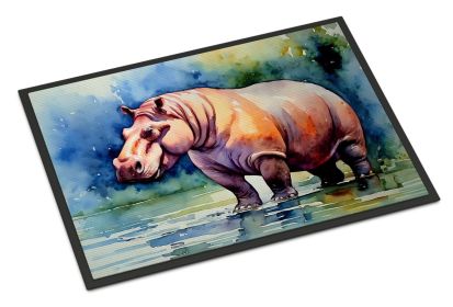 Hippopotamus Doormat Front Door Mat Indoor Outdoor Rugs for Entryway, Non Slip Washable Low Pile, 24H X 36W (Default: Default)