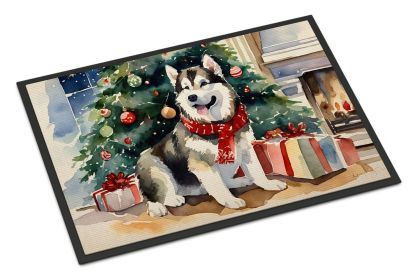 Alaskan Malamute Cozy Christmas Doormat Front Door Mat Indoor Outdoor Rugs for Entryway, Non Slip Washable Low Pile, 24H X 36W (Default: Default)