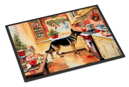 German Shepherd Christmas Cookies Doormat Front Door Mat Indoor Outdoor Rugs for Entryway, Non Slip Washable Low Pile, 24H X 36W (Default: Default)