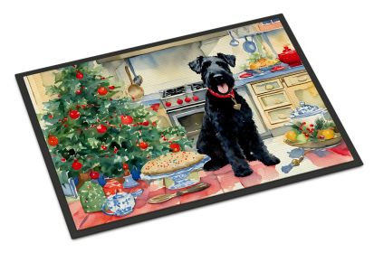 Kerry Blue Terrier Christmas Cookies Doormat Front Door Mat Indoor Outdoor Rugs for Entryway, Non Slip Washable Low Pile, 24H X 36W (Default: Default)