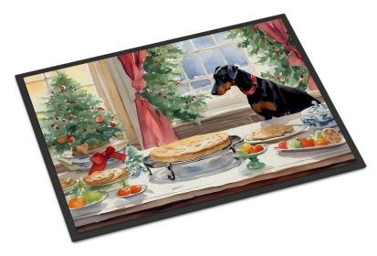 Doberman Pinscher Christmas Cookies Doormat Front Door Mat Indoor Outdoor Rugs for Entryway, Non Slip Washable Low Pile, 24H X 36W (Default: Default)