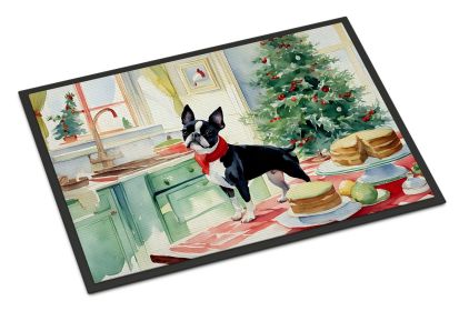 Boston Terrier Christmas Cookies Doormat Front Door Mat Indoor Outdoor Rugs for Entryway, Non Slip Washable Low Pile, 24H X 36W (Default: Default)