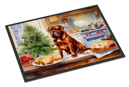 Dogue de Bordeaux Christmas Cookies Doormat Front Door Mat Indoor Outdoor Rugs for Entryway, Non Slip Washable Low Pile, 24H X 36W (Default: Default)