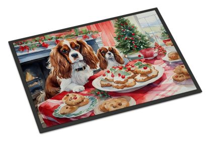 Cavalier Spaniel Christmas Cookies Doormat Front Door Mat Indoor Outdoor Rugs for Entryway, Non Slip Washable Low Pile, 24H X 36W (Default: Default)