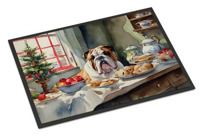 English Bulldog Christmas Cookies Doormat Front Door Mat Indoor Outdoor Rugs for Entryway, Non Slip Washable Low Pile, 24H X 36W (Default: Default)