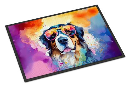 Bernese Mountain Dog Hippie Dawg Doormat Front Door Mat Indoor Outdoor Rugs for Entryway, Non Slip Washable Low Pile, 24H X 36W (Default: Default)