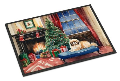 Pekingese Cozy Christmas Doormat Front Door Mat Indoor Outdoor Rugs for Entryway, Non Slip Washable Low Pile, 24H X 36W (Default: Default)