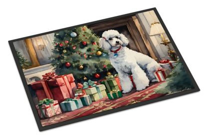 Poodle Cozy Christmas Doormat Front Door Mat Indoor Outdoor Rugs for Entryway, Non Slip Washable Low Pile, 24H X 36W (Default: Default)