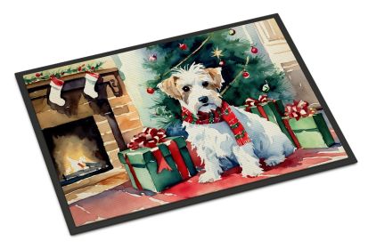 Sealyham Terrier Cozy Christmas Doormat Front Door Mat Indoor Outdoor Rugs for Entryway, Non Slip Washable Low Pile, 24H X 36W (Default: Default)