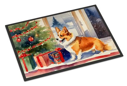 Corgi Cozy Christmas Doormat Front Door Mat Indoor Outdoor Rugs for Entryway, Non Slip Washable Low Pile, 24H X 36W (Default: Default)