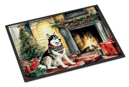 Siberian Husky Cozy Christmas Doormat Front Door Mat Indoor Outdoor Rugs for Entryway, Non Slip Washable Low Pile, 24H X 36W (Default: Default)