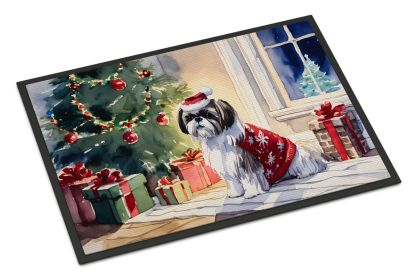 Shih Tzu Cozy Christmas Doormat Front Door Mat Indoor Outdoor Rugs for Entryway, Non Slip Washable Low Pile, 24H X 36W (Default: Default)