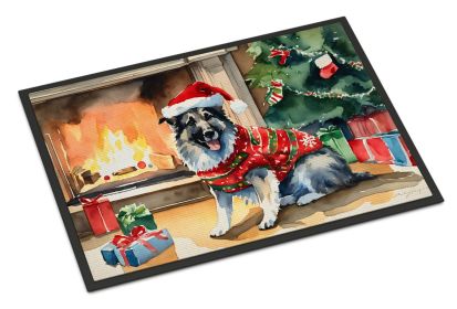 Norwegian Elkhound Cozy Christmas Doormat Front Door Mat Indoor Outdoor Rugs for Entryway, Non Slip Washable Low Pile, 24H X 36W (Default: Default)