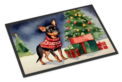 Miniature Pinscher Cozy Christmas Doormat Front Door Mat Indoor Outdoor Rugs for Entryway, Non Slip Washable Low Pile, 24H X 36W (Default: Default)