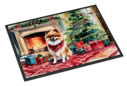 Pomeranian Cozy Christmas Doormat Front Door Mat Indoor Outdoor Rugs for Entryway, Non Slip Washable Low Pile, 24H X 36W (Default: Default)