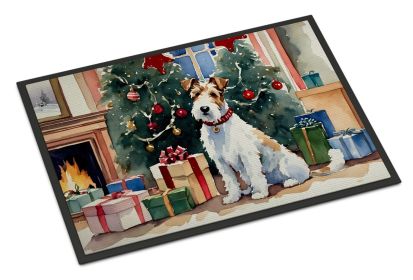 Fox Terrier Cozy Christmas Doormat Front Door Mat Indoor Outdoor Rugs for Entryway, Non Slip Washable Low Pile, 24H X 36W (Default: Default)