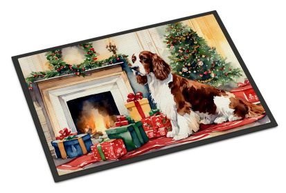 Welsh Springer Spaniel Cozy Christmas Doormat Front Door Mat Indoor Outdoor Rugs for Entryway, Non Slip Washable Low Pile, 24H X 36W (Default: Default)