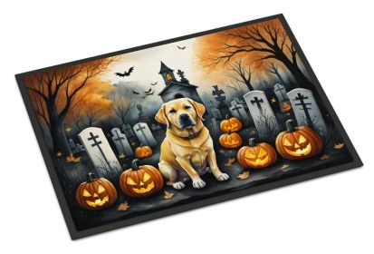 Yellow Labrador Retriever Spooky Halloween Doormat Front Door Mat Indoor Outdoor Rugs for Entryway, Non Slip Washable Low Pile, 24H X 36W (Default: Default)