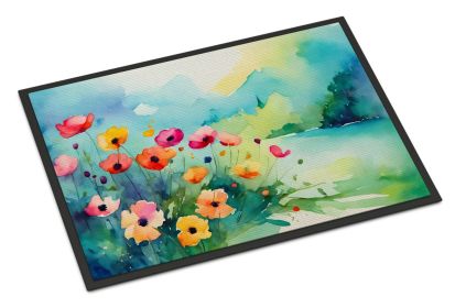 Anemones in Watercolor Doormat Front Door Mat Indoor Outdoor Rugs for Entryway, Non Slip Washable Low Pile, 24H X 36W (Default: Default)