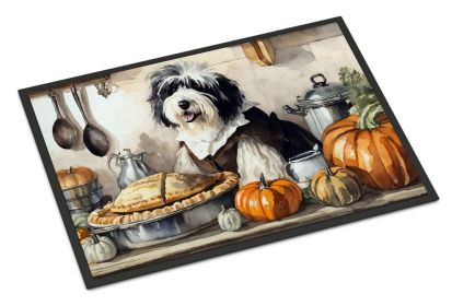 Old English Sheepdog Fall Kitchen Pumpkins Doormat Front Door Mat Indoor Outdoor Rugs for Entryway, Non Slip Washable Low Pile, 24H X 36W (Default: Default)