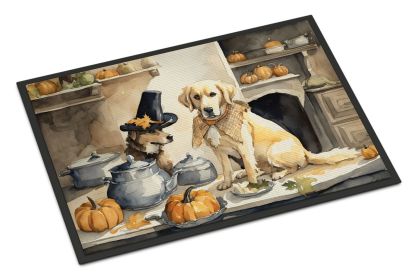 Yellow Lab Fall Kitchen Pumpkins Doormat Front Door Mat Indoor Outdoor Rugs for Entryway, Non Slip Washable Low Pile, 24H X 36W (Default: Default)