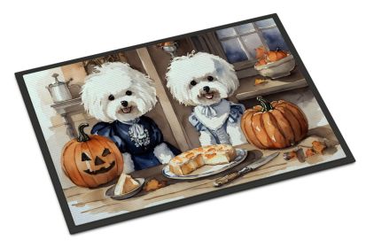 Bichon Frise Fall Kitchen Pumpkins Doormat Front Door Mat Indoor Outdoor Rugs for Entryway, Non Slip Washable Low Pile, 24H X 36W (Default: Default)