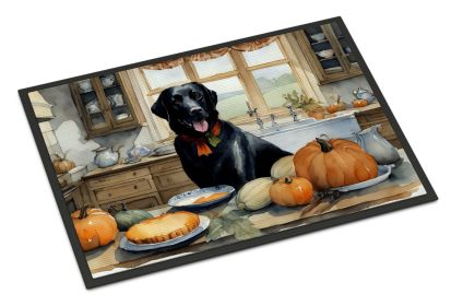 Black Lab Fall Kitchen Pumpkins Doormat Front Door Mat Indoor Outdoor Rugs for Entryway, Non Slip Washable Low Pile, 24H X 36W (Default: Default)