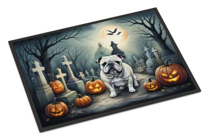 English Bulldog Spooky Halloween Doormat Front Door Mat Indoor Outdoor Rugs for Entryway, Non Slip Washable Low Pile, 24H X 36W (Default: Default)