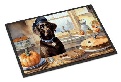 Chocolate Lab Fall Kitchen Pumpkins Doormat Front Door Mat Indoor Outdoor Rugs for Entryway, Non Slip Washable Low Pile, 24H X 36W (Default: Default)