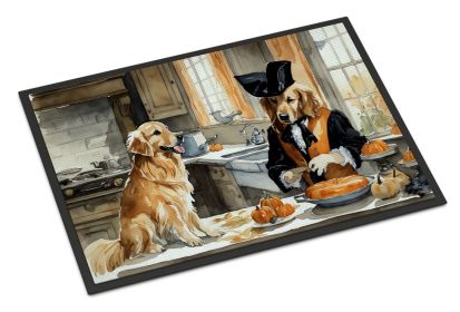 Golden Retriever Fall Kitchen Pumpkins Doormat Front Door Mat Indoor Outdoor Rugs for Entryway, Non Slip Washable Low Pile, 24H X 36W (Default: Default)