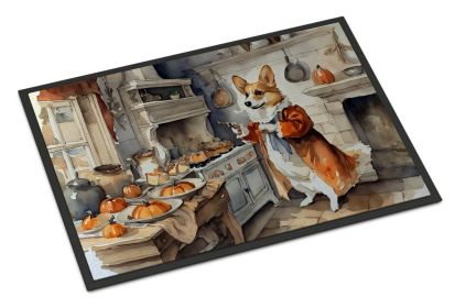 Corgi Fall Kitchen Pumpkins Doormat Front Door Mat Indoor Outdoor Rugs for Entryway, Non Slip Washable Low Pile, 24H X 36W (Default: Default)