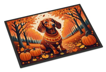 Dachshund Fall Doormat Front Door Mat Indoor Outdoor Rugs for Entryway, Non Slip Washable Low Pile, 24H X 36W (Default: Default)