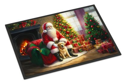 Labrador Retriever and Santa Claus Doormat Front Door Mat Indoor Outdoor Rugs for Entryway, Non Slip Washable Low Pile, 24H X 36W (Default: Default)