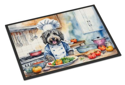 Bergamasco Sheepdog The Chef Doormat Front Door Mat Indoor Outdoor Rugs for Entryway, Non Slip Washable Low Pile, 24H X 36W (Default: Default)