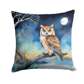 Owl Perched in Coastal Tree Throw Pillow Machine Washable, Indoor Outdoor Decorative Pillow for Couch, Bed or Patio, 18Hx18W (Default: Default)