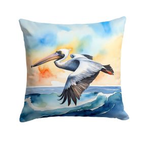 Pelican Soaring Throw Pillow Machine Washable, Indoor Outdoor Decorative Pillow for Couch, Bed or Patio, 18Hx18W (Default: Default)