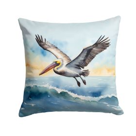 Pelican Soaring Throw Pillow Machine Washable, Indoor Outdoor Decorative Pillow for Couch, Bed or Patio, 14Hx14W (Default: Default)