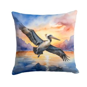 Pelican Fyling at Sunrise Throw Pillow Machine Washable, Indoor Outdoor Decorative Pillow for Couch, Bed or Patio, 18Hx18W (Default: Default)