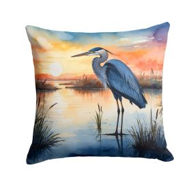 Blue Heron Setting Sun Throw Pillow Machine Washable, Indoor Outdoor Decorative Pillow for Couch, Bed or Patio, 18Hx18W (Default: Default)