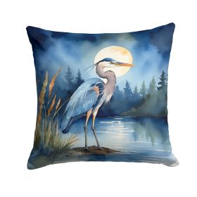 Blue Heron Under the Moonlight Throw Pillow Machine Washable, Indoor Outdoor Decorative Pillow for Couch, Bed or Patio, 14Hx14W (Default: Default)