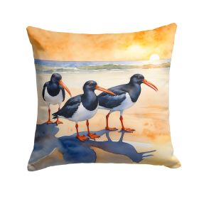 Oystercatchers Foraging Throw Pillow Machine Washable, Indoor Outdoor Decorative Pillow for Couch, Bed or Patio, 14Hx14W (Default: Default)