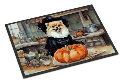 Pomeranian Fall Kitchen Pumpkins Doormat Front Door Mat Indoor Outdoor Rugs for Entryway, Non Slip Washable Low Pile, 24H X 36W (Default: Default)