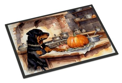 Rottweiler Fall Kitchen Pumpkins Doormat Front Door Mat Indoor Outdoor Rugs for Entryway, Non Slip Washable Low Pile, 24H X 36W (Default: Default)