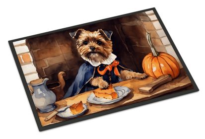 Border Terrier Fall Kitchen Pumpkins Doormat Front Door Mat Indoor Outdoor Rugs for Entryway, Non Slip Washable Low Pile, 24H X 36W (Default: Default)