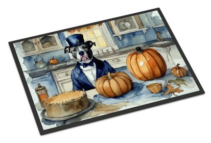 Pit Bull Terrier Fall Kitchen Pumpkins Doormat Front Door Mat Indoor Outdoor Rugs for Entryway, Non Slip Washable Low Pile, 24H X 36W (Default: Default)