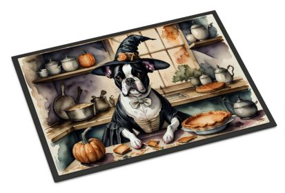 Boston Terrier Fall Kitchen Pumpkins Doormat Front Door Mat Indoor Outdoor Rugs for Entryway, Non Slip Washable Low Pile, 24H X 36W (Default: Default)