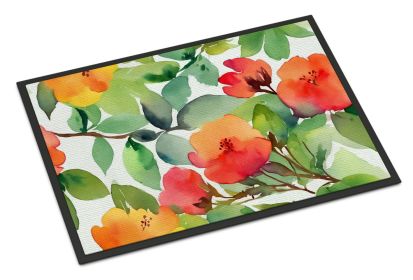 Connecticut Mountain Laurels in Watercolor Doormat Front Door Mat Indoor Outdoor Rugs for Entryway, Non Slip Washable Low Pile, 24H X 36W (Default: Default)