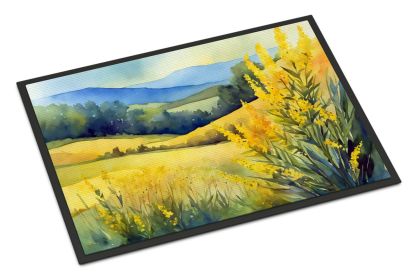 Kentucky Goldenrod in Watercolor Doormat Front Door Mat Indoor Outdoor Rugs for Entryway, Non Slip Washable Low Pile, 24H X 36W (Default: Default)