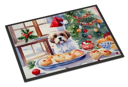 Lhasa Apso Christmas Cookies Doormat Front Door Mat Indoor Outdoor Rugs for Entryway, Non Slip Washable Low Pile, 24H X 36W (Default: Default)